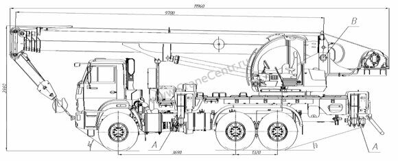 Автокран Камышин КС-55713-5K-4 габаритные размеры